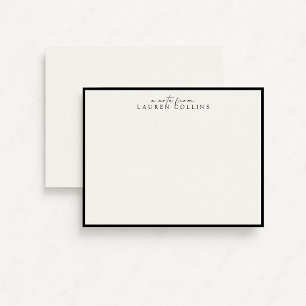 Minimalist Black Border Personalized Note Card