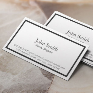 Minimalist Black Border Plastic Surgeon Business Card