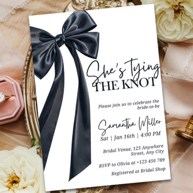 Minimalist Black Bow Bridal Shower Invitation Temp (Creator Uploaded)