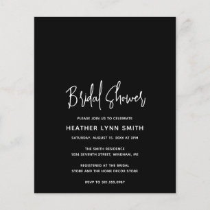 Minimalist Black Budget Bridal Shower Invite