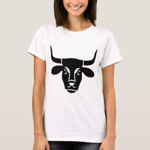 Minimalist Black Bull Head Ox Silhouette T-Shirt