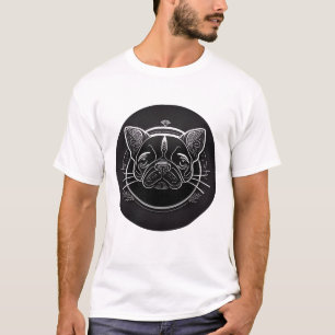 "Minimalist Black Bulldog Face Outline T-Shirt