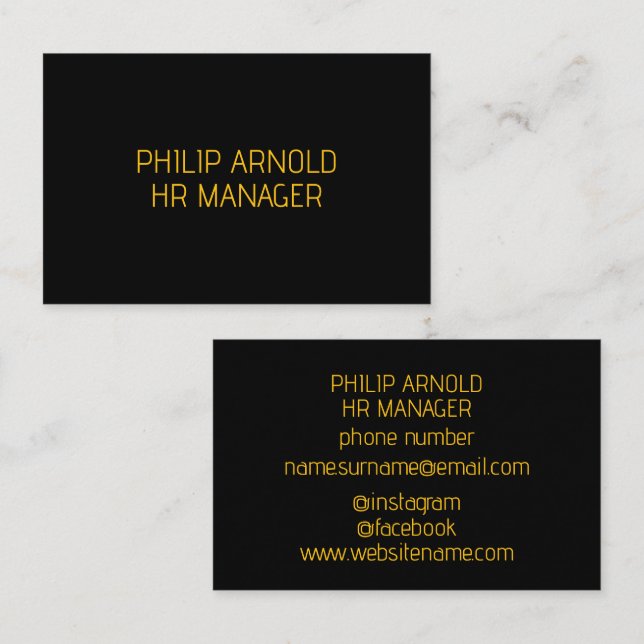 Minimalist Black Business Card (Front/Back)