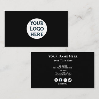 Minimalist Black Business Card with Custom Logo
