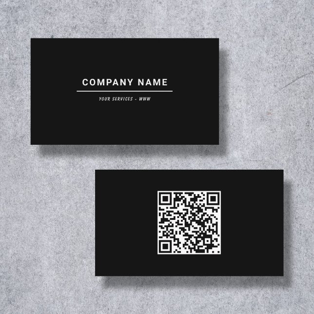Minimalist Black Business Card with QR Code (Minimalist Black Business Card)