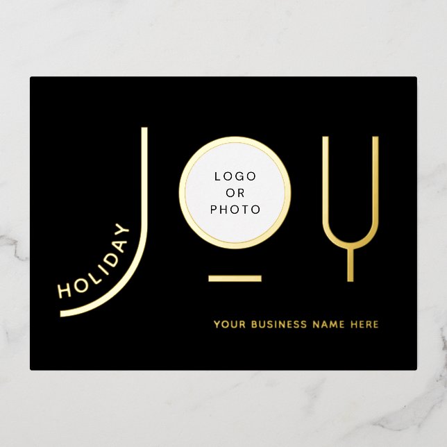 Minimalist Black Business Foil Holiday Post Card (Front)