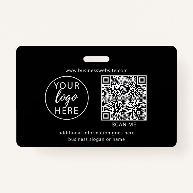 Minimalist Black Business Logo ID Badge (Front)