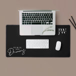 Minimalist Black Business Logo Monogram Quote Desk Mat<br><div class="desc">Add a personalised touch to your work space with this minimalist black and white desk mat with space for your initials or company logo as well as a motivational quote that reads 'Working On My Dreams'. This modern computer desk mat design is perfect to use in your home office or...</div>