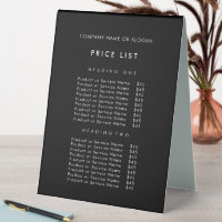 Minimalist Black Business Name Price List