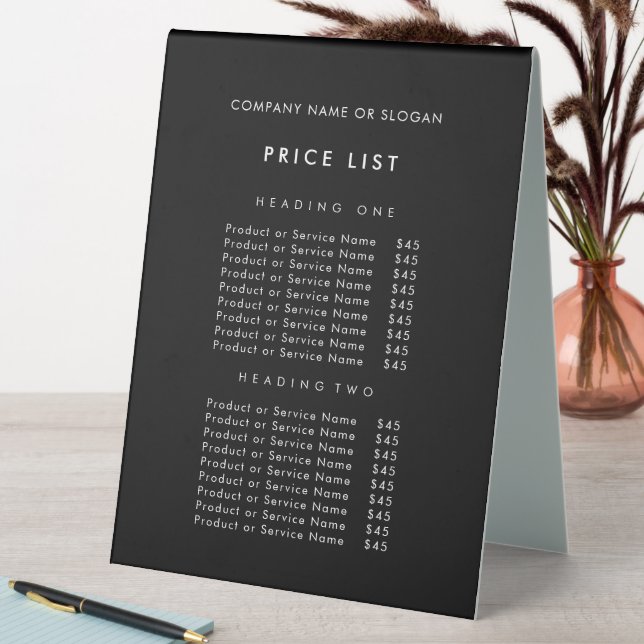 Minimalist Black Business Name Price List (In SItu (Table))