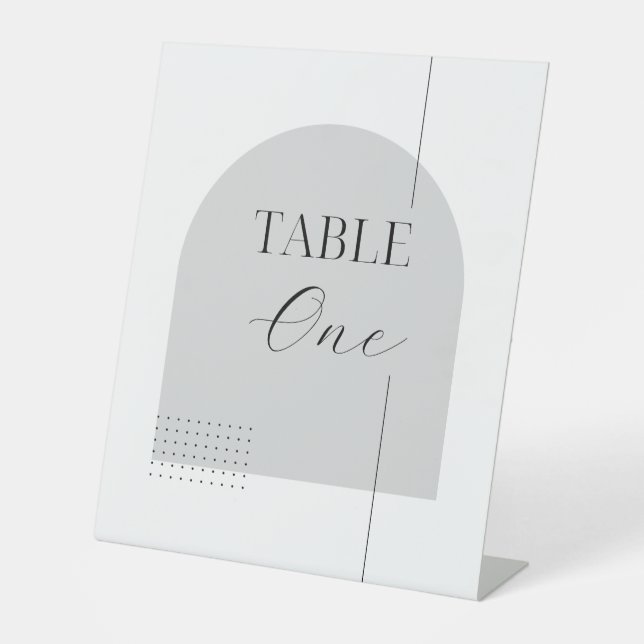 Minimalist Black Calligraphy Custom Table Numbers  Pedestal Sign (Front)