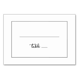 Minimalist Black Calligraphy Label Table Number