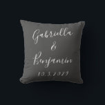 Minimalist Black Calligraphy Wedding Personalised Cushion<br><div class="desc">Create a fun keepsake for your special day with this modern minimalist black and white design featuring a beautiful handwritten script lettering.</div>
