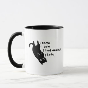 Minimalist Black Cat Anxiety Funny Introvertert Mug