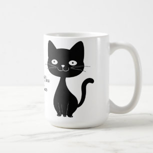 Minimalist Black Cat Cartoon Funny Cat Illustratio Coffee Mug