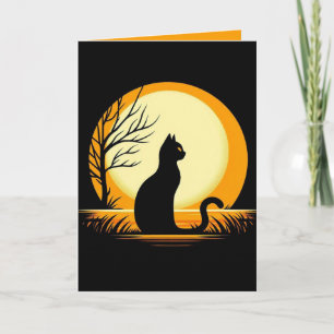 Minimalist Black Cat Halloween Invitation
