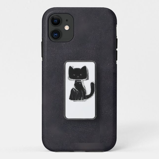 Minimalist Black Cat Mobile Case (Back)