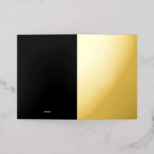 Minimalist Black Cat Silhouette  Foil Greeting Card (Outside Laydown)