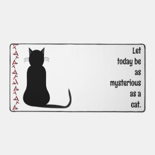 Minimalist Black Cat Silhouette Inspirational Desk Mat