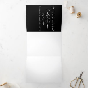 Minimalist Black Cat Silhouette Tri-Fold Invitation