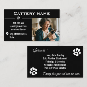 Minimalist Black Cattery Customisable Business Card