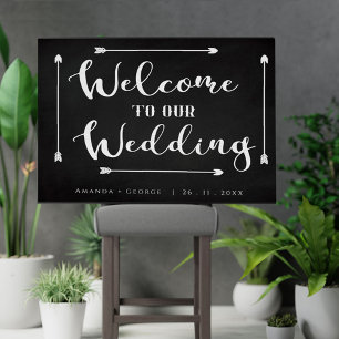 Minimalist Black Chalkboard Welcome To Our Wedding Poster