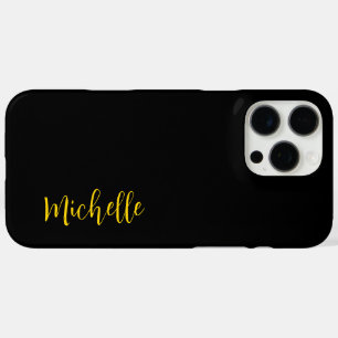 Minimalist Black Chic Elegant Gold Script iPhone 16 Pro Max Case