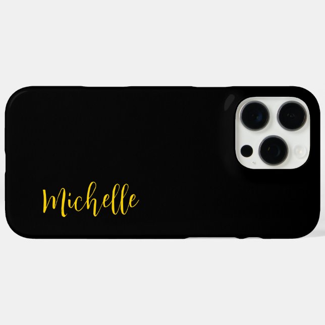 Minimalist Black Chic Elegant Gold Script  Case-Mate iPhone Case (Back (Horizontal))