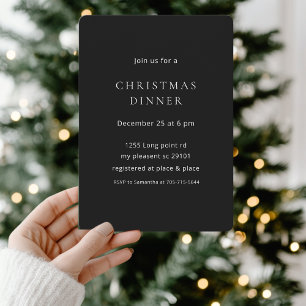 Minimalist Black Christmas Dinner Invitation