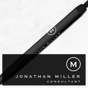 Minimalist Black Classic Monogram Black Ink Pen