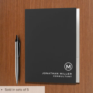 Minimalist Black Classic Monogram Pocket Folder
