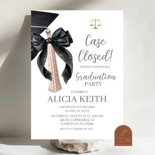 Minimalist Black Coquette Tassel LAW Graduation pa Invitation