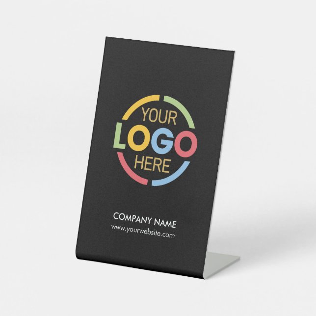 Minimalist Black Corporate Company Business Logo Pedestal Sign (Front)