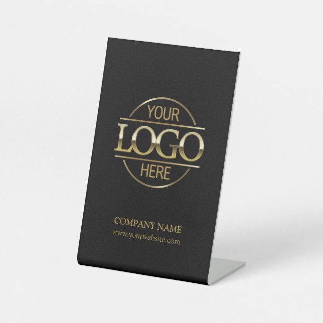 Minimalist Black Corporate Company Business Logo Pedestal Sign (Front)