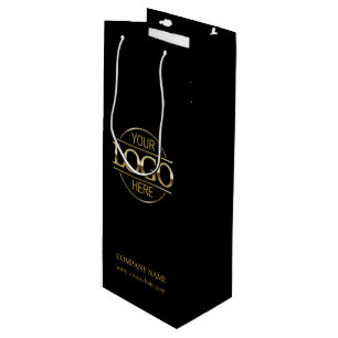 Minimalist Black Corporate Company Business Logo Wine Gift Bag