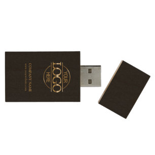 Minimalist Black Corporate Company Business Logo Wood USB Flash Drive