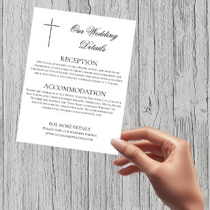 MINIMALIST Black Cross Wedding Details Christian Enclosure Card