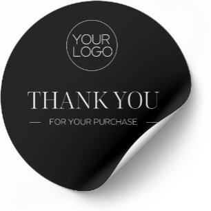 Minimalist Black Custom Logo Thank You Business Classic Round Sticker