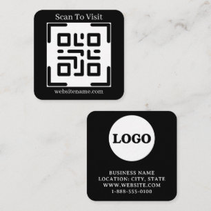 Minimalist Black Custom Logo Website Scan Square Business Card