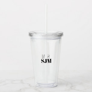 Minimalist black Custom monogram initials name Acrylic Tumbler
