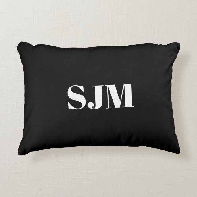 Minimalist black Custom monogram initials name Decorative Cushion (Front)