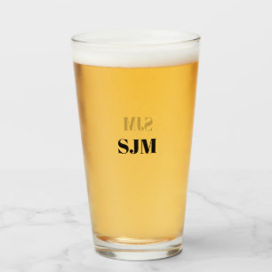 Minimalist black Custom monogram initials name Glass
