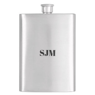 Minimalist black Custom monogram initials name Hip Flask