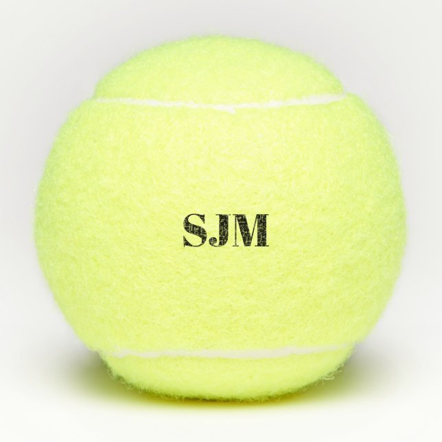 Minimalist black Custom monogram initials name Tennis Balls (Front)
