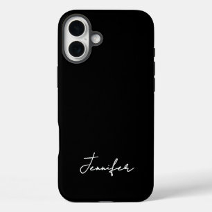Minimalist Black Custom Name Signature Script iPhone 16 Plus Case