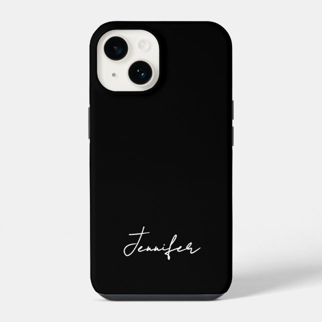 Minimalist Black Custom Name Signature Script  iPhone Case (Back)