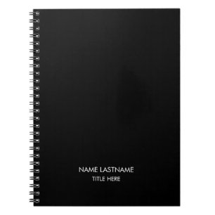 Minimalist black custom name text monogram solid notebook