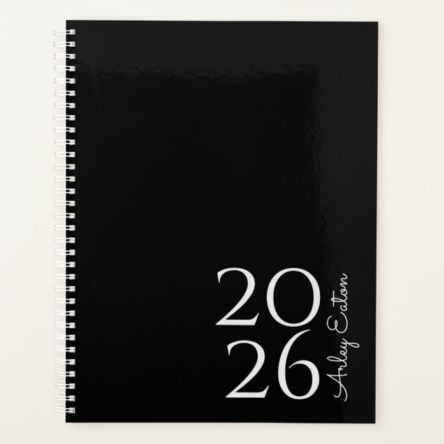 Minimalist Black Custom Personal Monthly  Planner (Front)