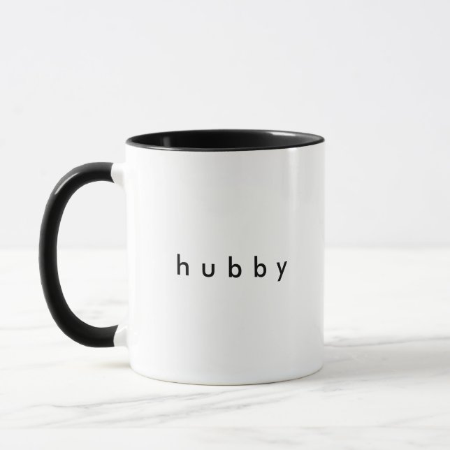 Minimalist Black Custom Text HUBBY White Mug (Left)