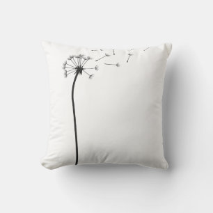 Minimalist Black Dandelion Blowing in the Wind Aes Cushion